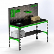 Стол металлический Metalex 750х1300х400 + перфопанель с комплектом аксессуаров
